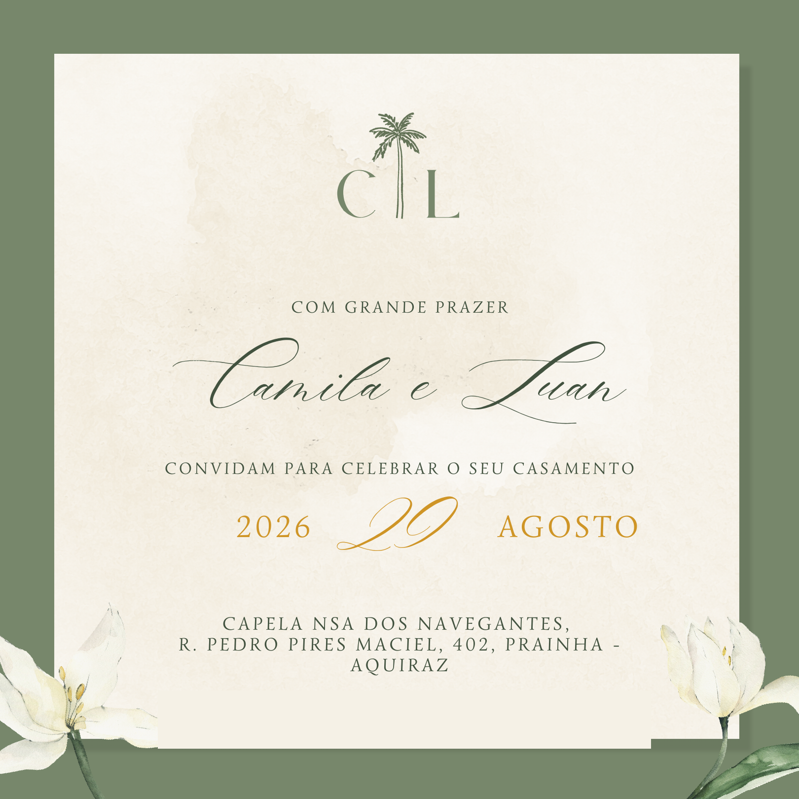 Detalhes da cerimonia de casamento Camila e Luan